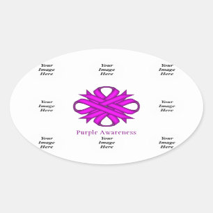 Sticker Ovale Ribbon Clover violet Modèle par Kenneth Yoncich