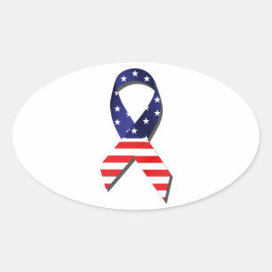 Sticker Ovale Ribbon USA