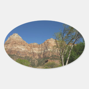Sticker Ovale Rochers rouges du parc national de Zion Photograph