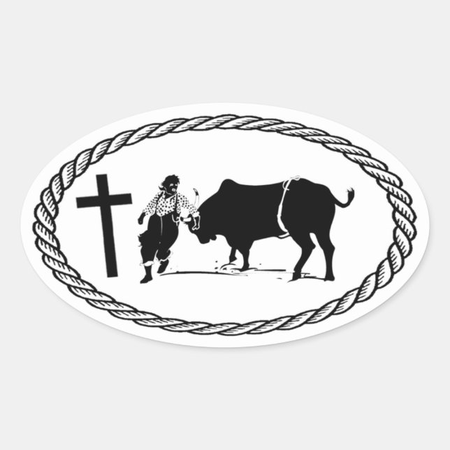 Sticker Ovale Rodeo Clown Cross Euro Style (Devant)