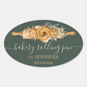 Sticker Ovale Rolling Pin Boulangerie Cookies Presse élégant sag