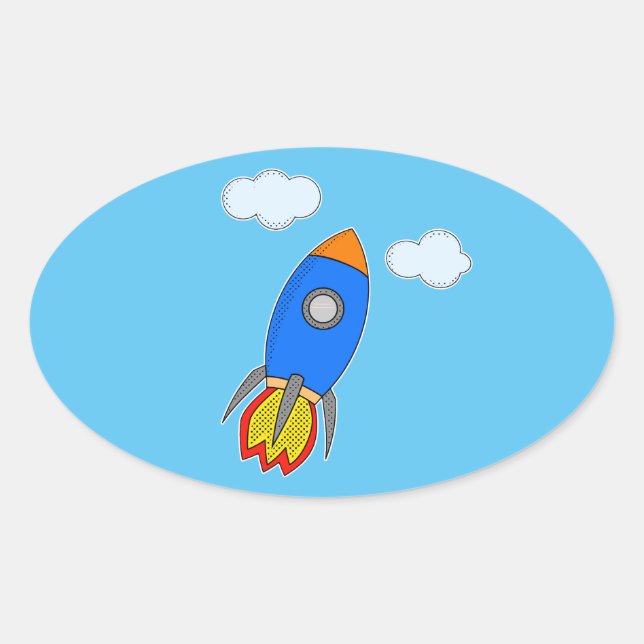 Sticker Ovale Roquette D'Espace De Cartographie Dans Le Ciel Ble (Devant)