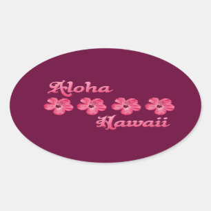 Sticker Ovale Rose Aloha Hawaï