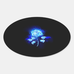 Sticker Ovale Rose bleu brûlant