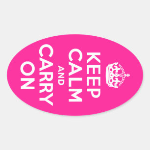 Sticker Ovale Rosée profonde Garder le calme et continuer