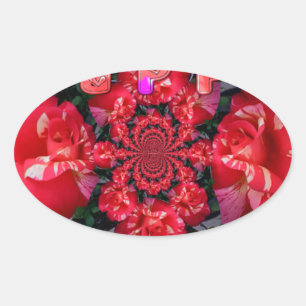 Sticker Ovale Roses rouges Iridescente "Bonne Saint Valentin" Im