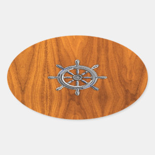 Sticker Ovale Roue nautique sur la chaussée de teck