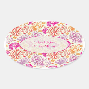 Sticker Ovale Rouge rose et jaune Motif