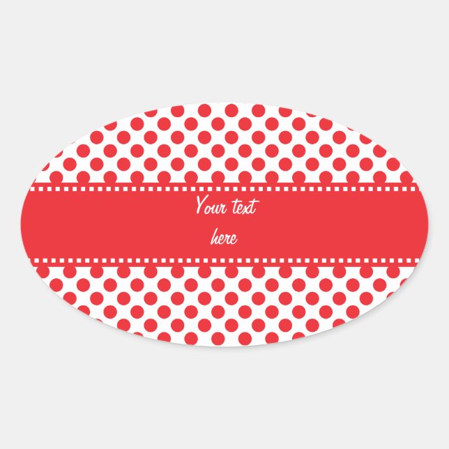 Sticker Ovale Rouge sur point Polka blanc (Devant)