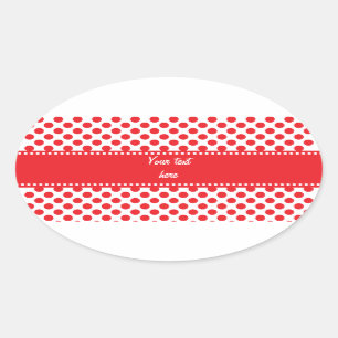 Sticker Ovale Rouge sur point Polka blanc