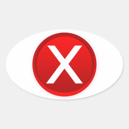 Sticker Ovale Rouge X - Non - Symbole