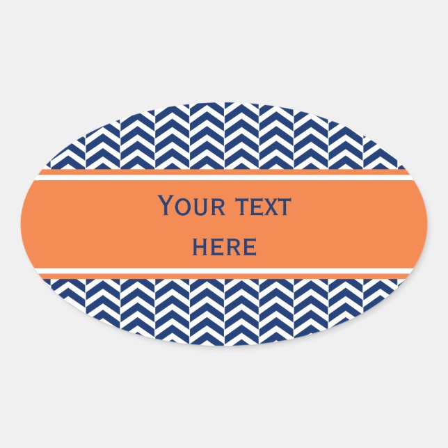 Sticker Ovale Royal Blue avec Motif Chevron orange (Devant)