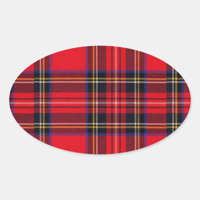 Sticker Ovale Royal Stewart tartan rouge noir plaid (Devant)