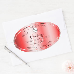 Sticker Ovale Ruby Red Soft Parties scintillant Produit Étiquett