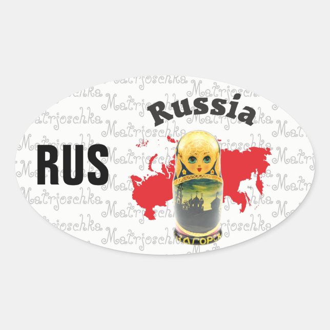 Sticker Ovale Russie - Russie Kleber (Devant)