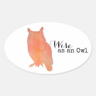 Sticker Ovale Sage comme un Hibou Typographique Aquarelle