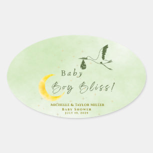 Sticker Ovale Sage Green Starlit Baby Boy Bliss Livraison Spécia