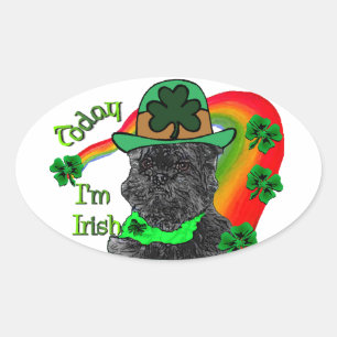 Sticker Ovale Saint Patrick's Day Affenpinscher