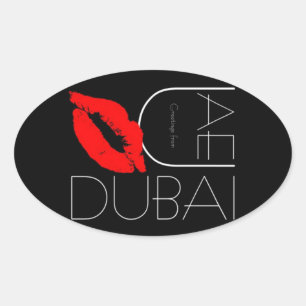 Sticker Ovale Salutations de Dubai UAE Red Lipstick Kiss