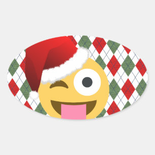Sticker Ovale santa claus wink emoji