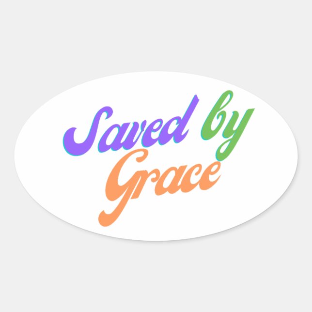 Sticker Ovale Sauvé par grâce (Devant)