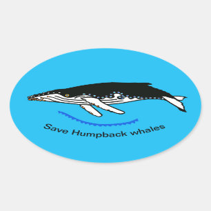 Sticker Ovale Sauvez les baleines à bosse - Faune - Nature