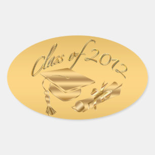 Sticker Ovale Sceau Casquette et diplôme Gold 2012