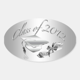 Sticker Ovale Sceau Casquette et diplôme Silver 2012