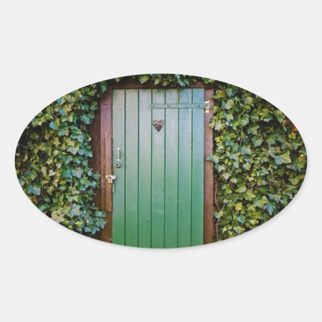 Sticker Ovale Sceau d'enveloppe de jardin secret (Devant)