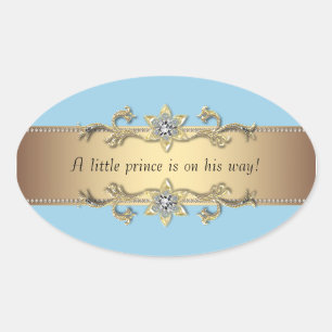 Sticker Ovale Sceau d'enveloppe Petit Prince Or Bleu