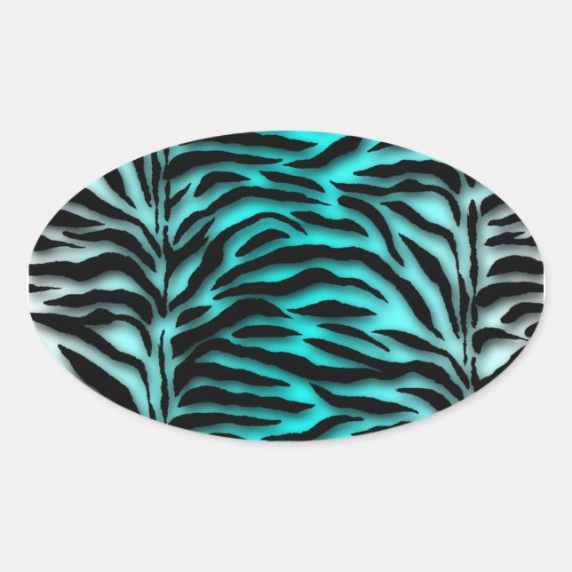 Sticker Ovale Sceau d'enveloppe turquoise bleu zèbre (Devant)