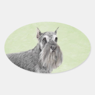 Sticker Ovale Schnauzer (Giant, Standard) Peinture - Chien Art