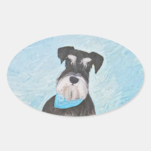 Sticker Ovale Schnauzer (Miniature) Peinture - Chien original mi