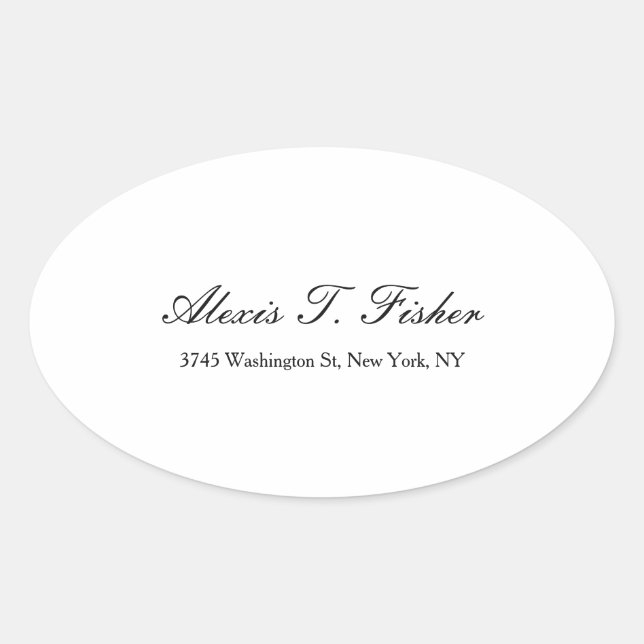 Sticker Ovale Script de calligraphie classique Simple Blanc (Devant)