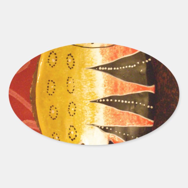 Sticker Ovale Sensation striée Tigre Barbe Poisson Imprimer (Devant)