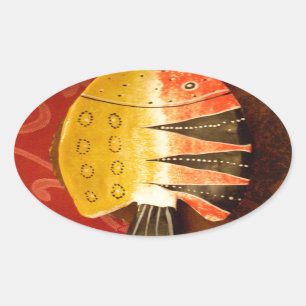 Sticker Ovale Sensation striée Tigre Barbe Poisson Imprimer