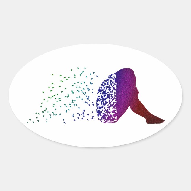 Sticker Ovale Sensibilisation à la santé mentale (Devant)
