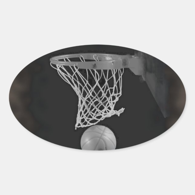 Sticker Ovale Sepia Basketball (Devant)