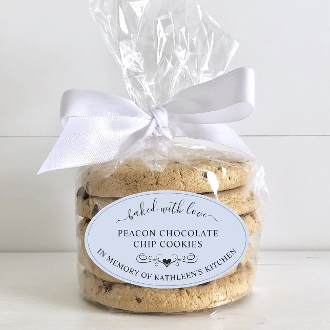 Sticker Ovale Service Mémorial Mémoire De Cuisiné Avec Amour Fav (Memorial Service Memory Of Baked With Love Favor Oval Sticker)