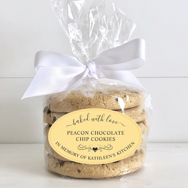 Sticker Ovale Service Mémorial Mémoire De Cuisiné Avec Amour Fav (Memorial Service Memory Of Baked With Love Favor Oval Sticker)