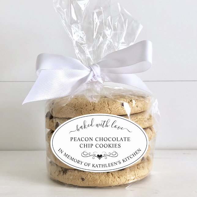 Sticker Ovale Service Mémorial Mémoire De Cuisiné Avec Amour Fav (Memorial Service Memory Of Baked With Love Favor Oval Sticker)