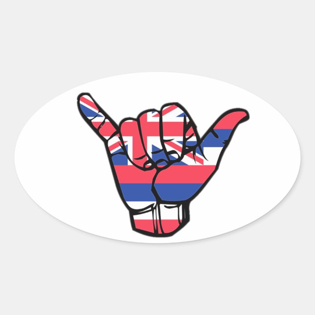 Sticker Ovale Shaka Hawaii (Devant)