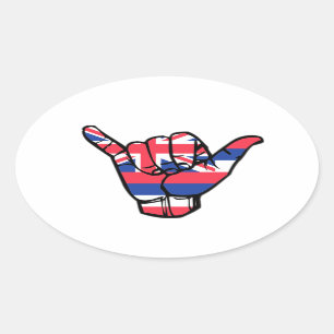 Sticker Ovale Shaka Hawaii