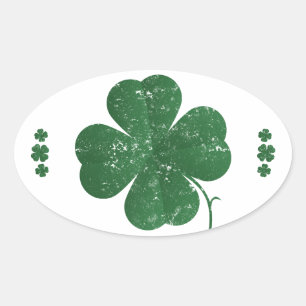Sticker Ovale Shamrocks - style vintage