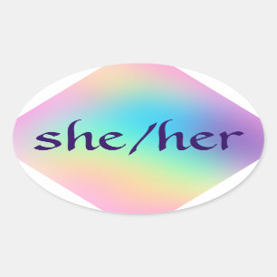 Sticker ovale "She/Her" Pronounounounounounounouno