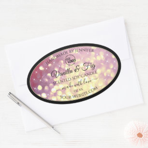 Sticker Ovale Shimmery Purple Gold Parties scintillant Logo Étiq