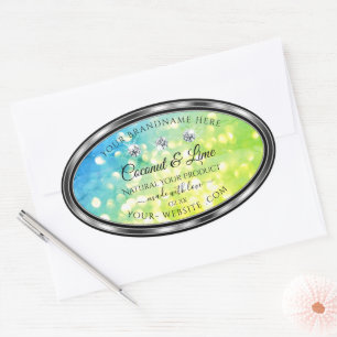 Sticker Ovale Shimmery Turquoise Parties scintillant verte Produ