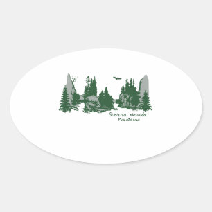 Sticker Ovale Sierra Nevada Montagnes & Arbres