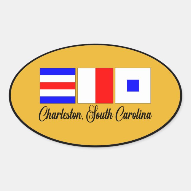 Sticker Ovale Signal maritime Charleston-Caroline du Sud (Devant)