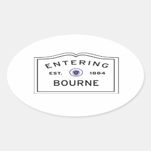 Sticker Ovale Signe de la Ville de Bourne MA